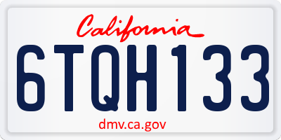 CA license plate 6TQH133