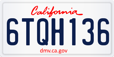 CA license plate 6TQH136