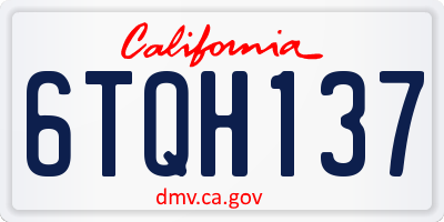 CA license plate 6TQH137