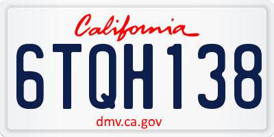 CA license plate 6TQH138