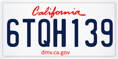 CA license plate 6TQH139