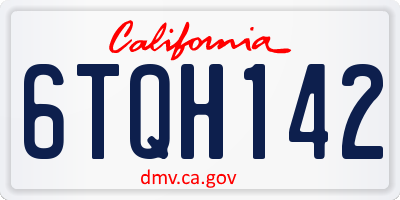 CA license plate 6TQH142