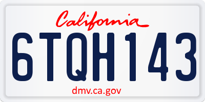 CA license plate 6TQH143