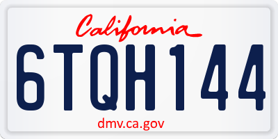 CA license plate 6TQH144