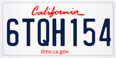 CA license plate 6TQH154