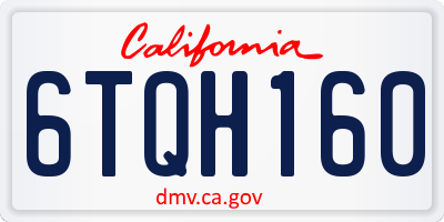 CA license plate 6TQH160