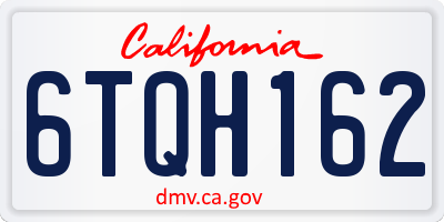 CA license plate 6TQH162