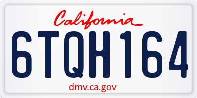 CA license plate 6TQH164