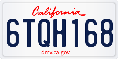 CA license plate 6TQH168