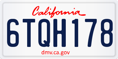 CA license plate 6TQH178