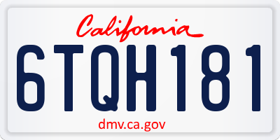 CA license plate 6TQH181