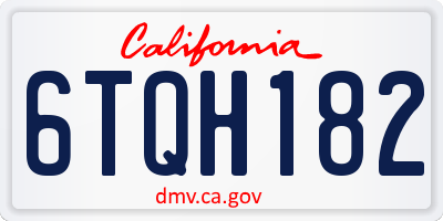 CA license plate 6TQH182