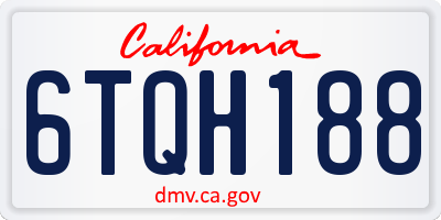 CA license plate 6TQH188