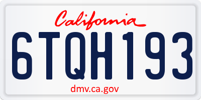 CA license plate 6TQH193