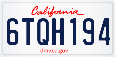 CA license plate 6TQH194