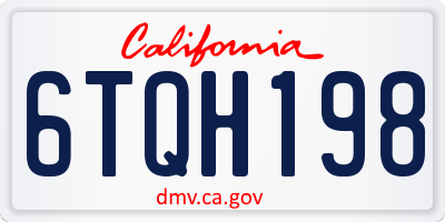 CA license plate 6TQH198