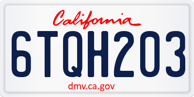 CA license plate 6TQH203