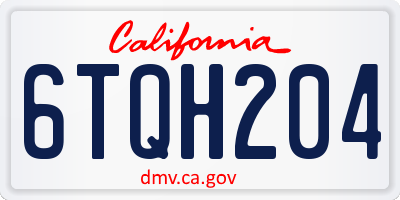 CA license plate 6TQH204