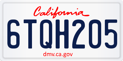 CA license plate 6TQH205