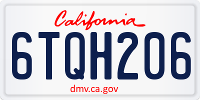 CA license plate 6TQH206