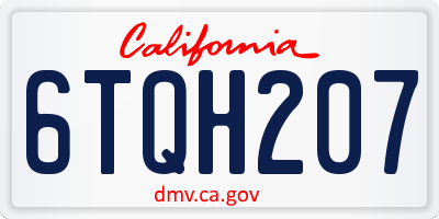 CA license plate 6TQH207