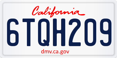 CA license plate 6TQH209