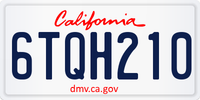 CA license plate 6TQH210