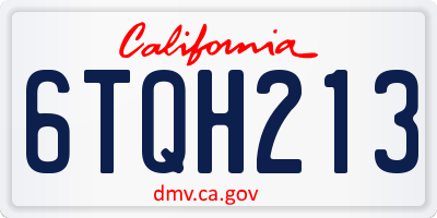 CA license plate 6TQH213