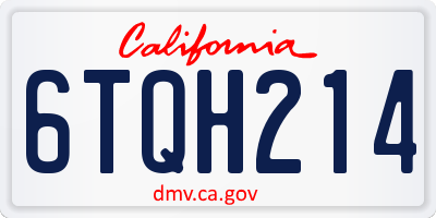 CA license plate 6TQH214