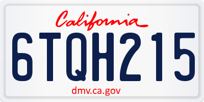 CA license plate 6TQH215