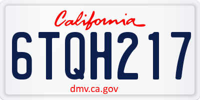 CA license plate 6TQH217