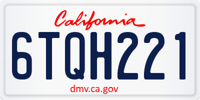 CA license plate 6TQH221