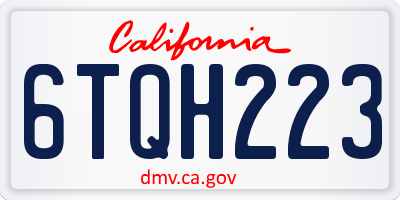 CA license plate 6TQH223