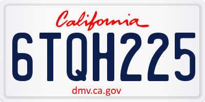 CA license plate 6TQH225