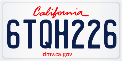 CA license plate 6TQH226