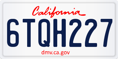 CA license plate 6TQH227