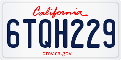 CA license plate 6TQH229