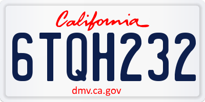 CA license plate 6TQH232