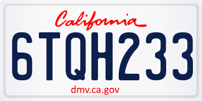 CA license plate 6TQH233