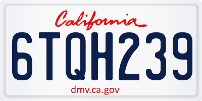 CA license plate 6TQH239