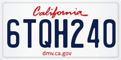 CA license plate 6TQH240