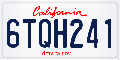 CA license plate 6TQH241