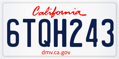 CA license plate 6TQH243