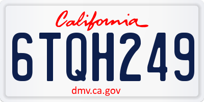 CA license plate 6TQH249