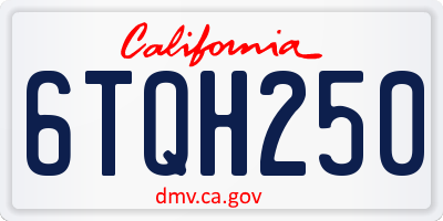 CA license plate 6TQH250