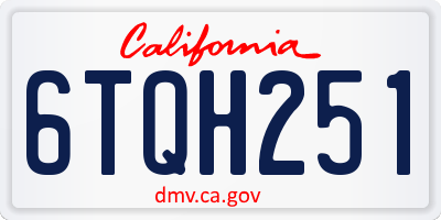 CA license plate 6TQH251