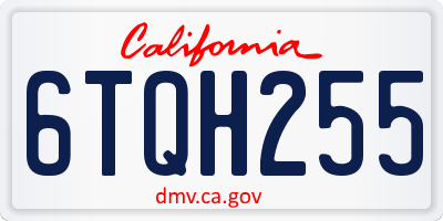 CA license plate 6TQH255