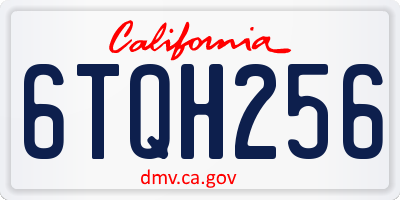 CA license plate 6TQH256