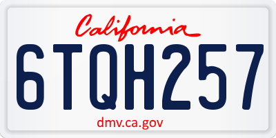 CA license plate 6TQH257