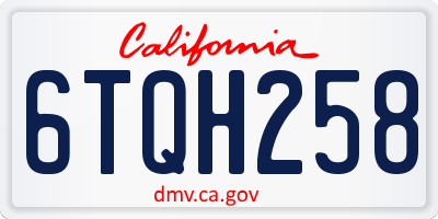 CA license plate 6TQH258